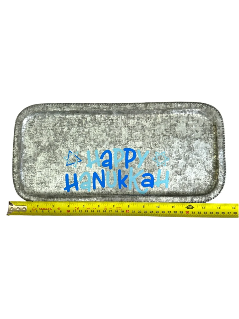 Galvanized Metal Hanukkah Menorah Drip Tray